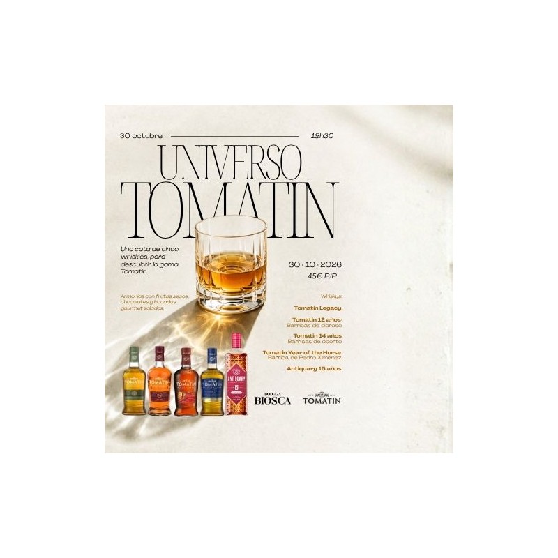 Universo Tomatin: cata de whisky en Valencia · 30 de octubre